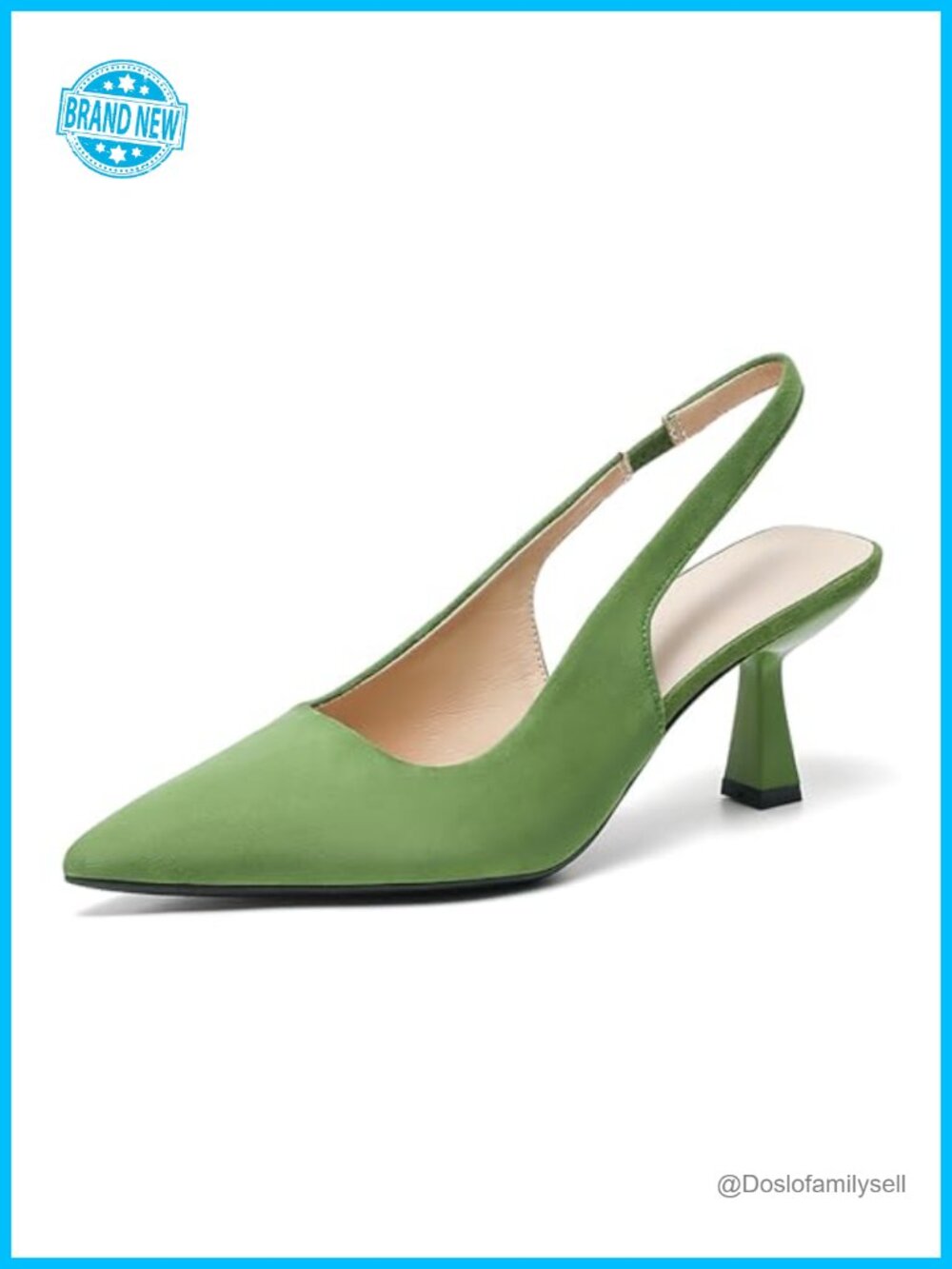 Suede Kitten Heel Slingback Closed Pointed Toe Dress Pumps